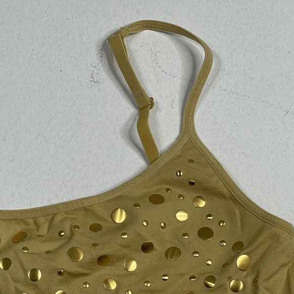 🚨 10 / $20 🚨 Body By Victoria Womens Size Medium Gold Studded Crop Tank Top - Picture 10 of 12